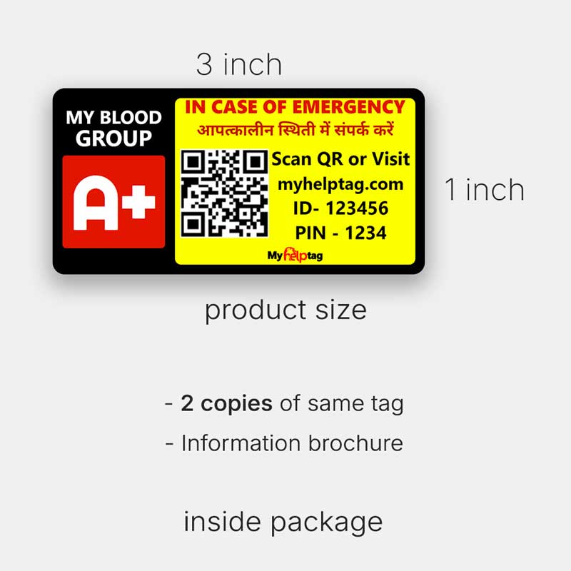 helmet blood group medical id tag size